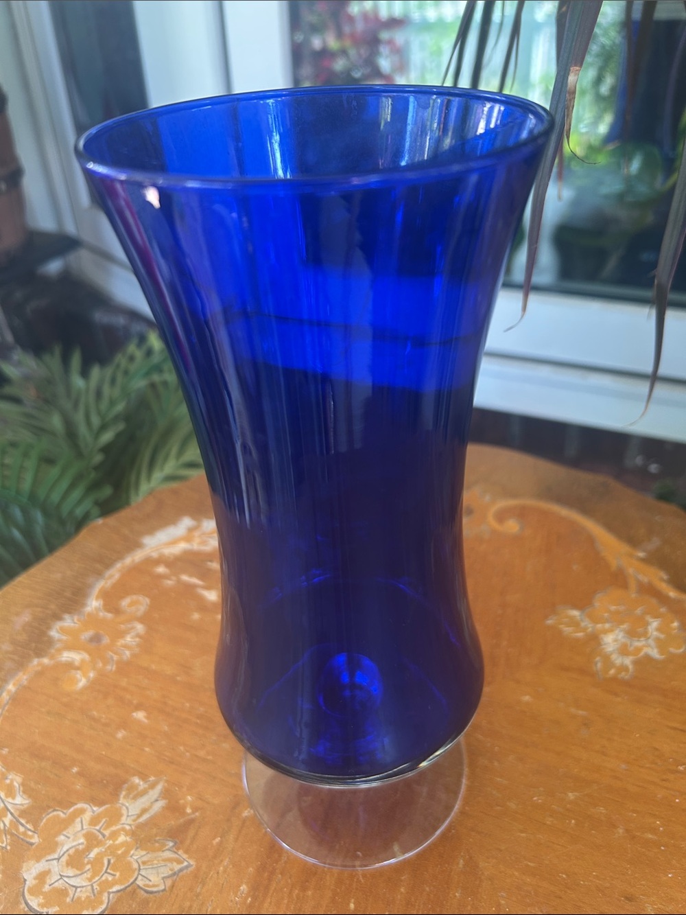 Vintage Cobalt Blue Glass Pedestal Vase - Picture 3 of 6